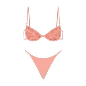 SELIA RICHWOOD Pleated Underwire Bikini Set Women PINK Beachwear